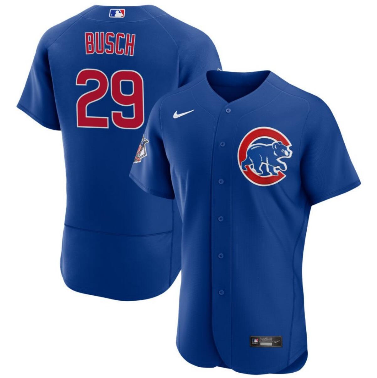 Men's Chicago Cubs #29 Michael Busch Blue Flex Base Stitched Baseball Jersey Men's Chicago Cubs #29 Michael Busch Blue Flex Base Stitched Baseball Jersey