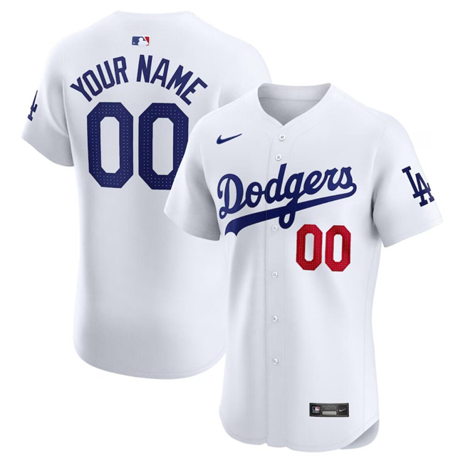 Men's Los Angeles Dodgers Active Player Custom White 2024 Home Elite Stitched Jersey Men's Los Angeles Dodgers Active Player Custom White 2024 Home Elite Stitched Jersey