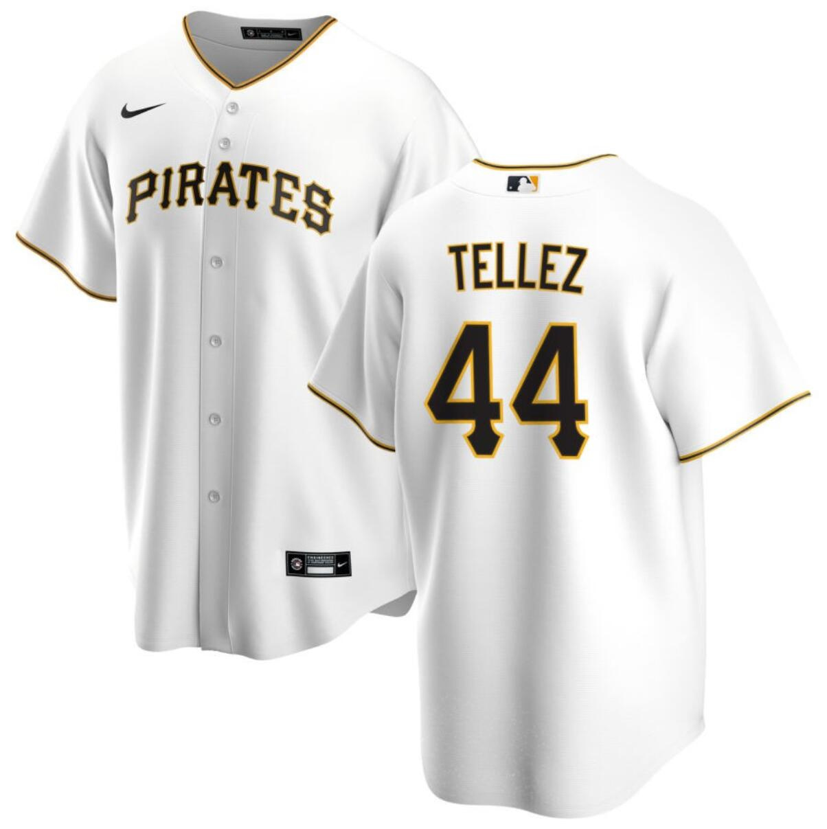 Men's Pittsburgh Pirates #44 Rowdy Tellez White Cool Base Stitched Baseball Jersey Men's Pittsburgh Pirates #44 Rowdy Tellez White Cool Base Stitched Baseball Jersey