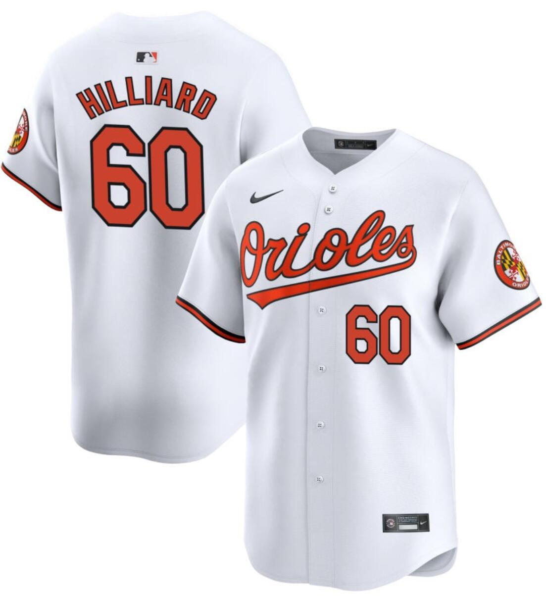 Men's Baltimore Orioles #60 Sam Hilliard White Home 2024 Limited Cool Base Stitched Baseball Jersey Men's Baltimore Orioles #60 Sam Hilliard White Home 2024 Limited Cool Base Stitched Baseball Jersey