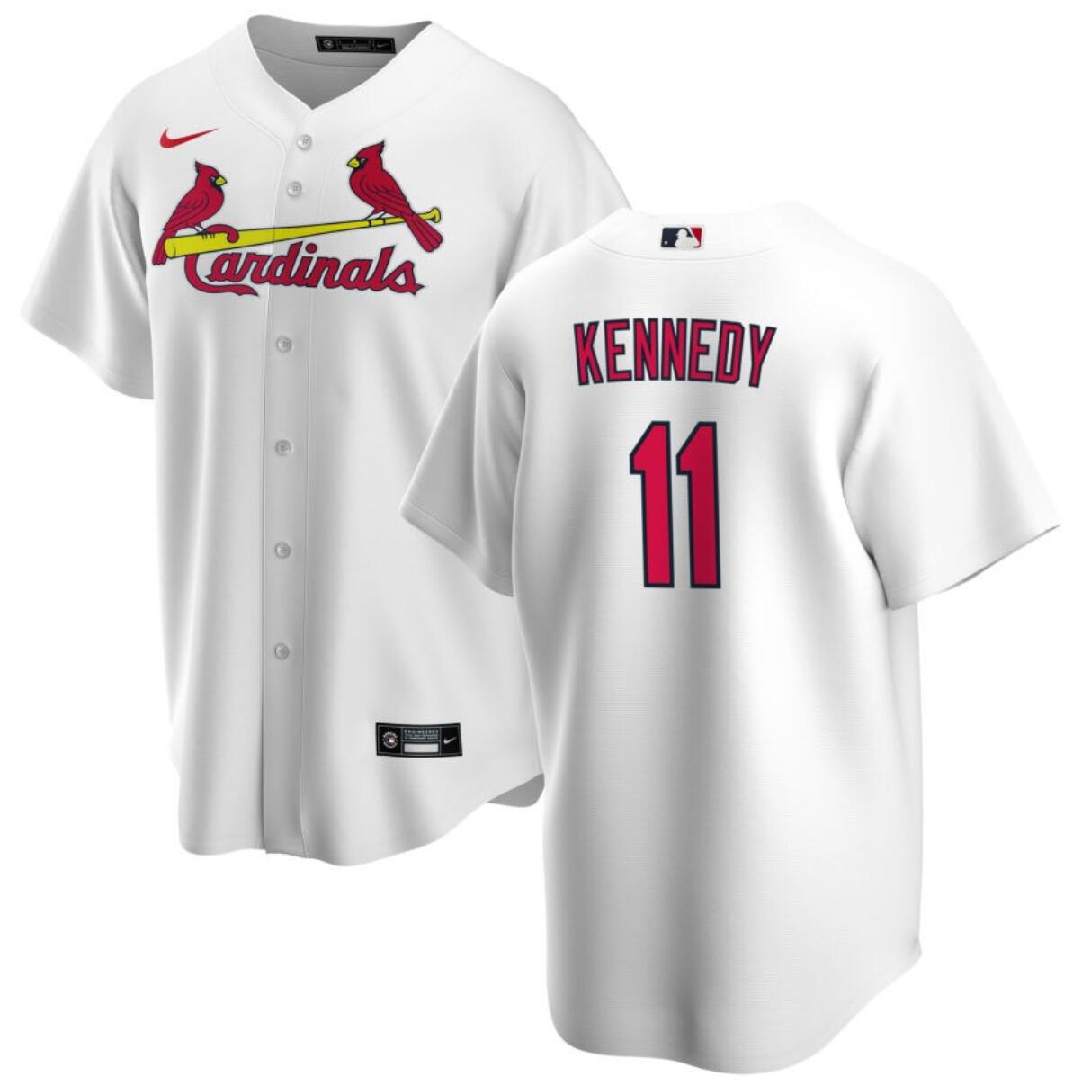 Men's St. Louis Cardinals #11 Buddy Kennedy White Cool Base Stitched Jersey