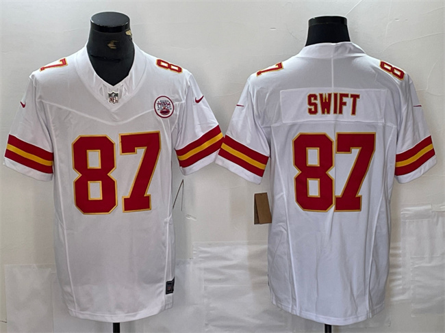 Men's Kansas City Chiefs #87 Taylor Swift White F.U.S.E. Vapor Untouchable Limited Stitched Football Jersey Men's Kansas City Chiefs #87 Taylor Swift White F.U.S.E. Vapor Untouchable Limited Stitched Football Jersey