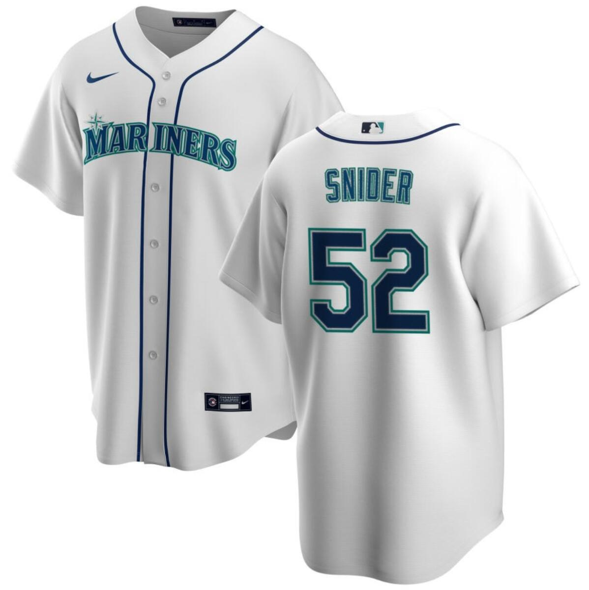 Men's Seattle Mariners #52 Collin Snider White Cool Base Stitched jersey Men's Seattle Mariners #52 Collin Snider White Cool Base Stitched jersey