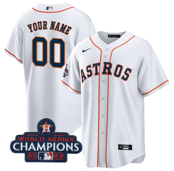 Men's Houston Astros Active Player Custom White 2022 World Series Champions Cool Base Stitched Baseball Jersey Men's Houston Astros Active Player Custom White 2022 World Series Champions Cool Base Stitched Baseball Jersey