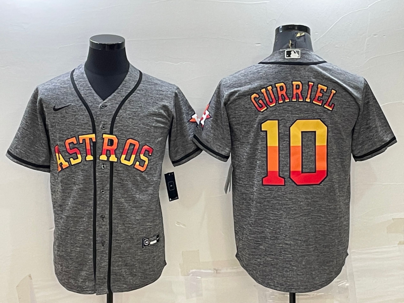 Men's Houston Astros #10 Yuli Gurriel Grey Cool Base Stitched Baseball Jersey Men's Houston Astros #10 Yuli Gurriel Grey Cool Base Stitched Baseball Jersey
