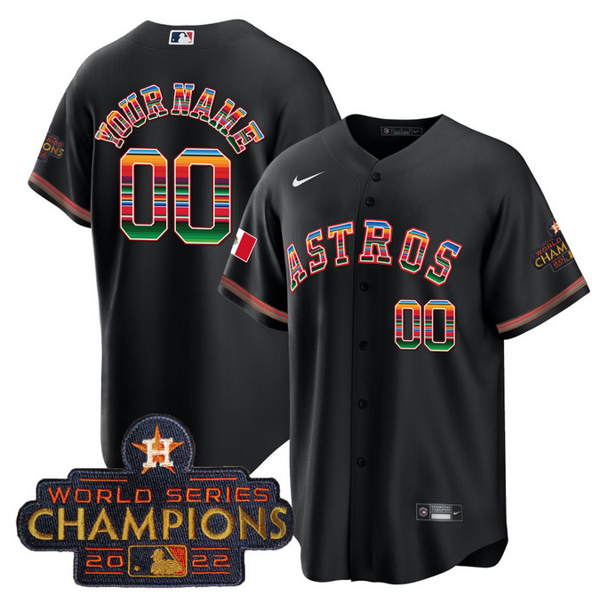 Men's Houston Astros Active Player Custom Black Mexico With World Serise Champions Patch Cool Base Stitched Baseball Jersey Men's Houston Astros Active Player Custom Black Mexico With World Serise Champions Patch Cool Base Stitched Baseball Jersey