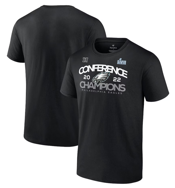 Men's Philadelphia Eagles Black 2022 NFC Champions Shadow Cast T-Shirt Men's Philadelphia Eagles Black 2022 NFC Champions Shadow Cast T-Shirt