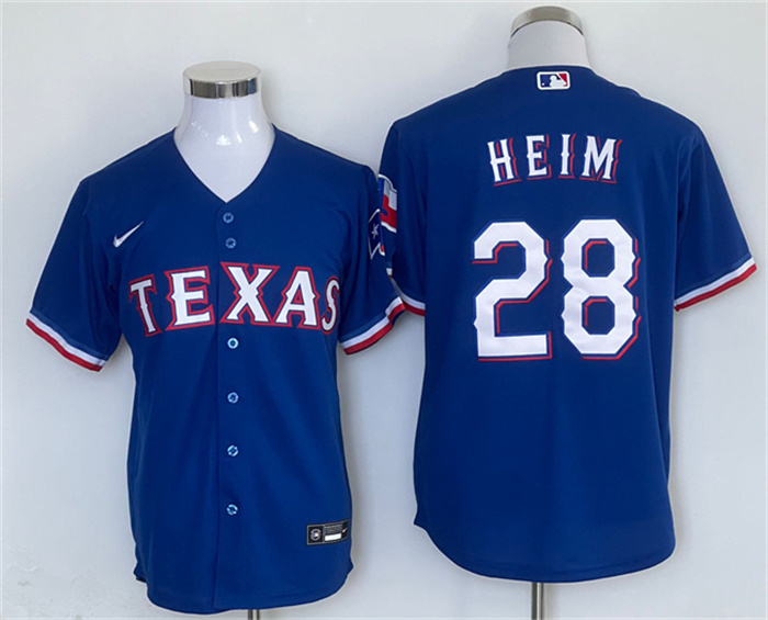 Men's Texas Rangers #28 Jonah Heim Royal With Patch Cool Base Stitched MLB Jersey Men's Texas Rangers #28 Jonah Heim Royal With Patch Cool Base Stitched MLB Jersey