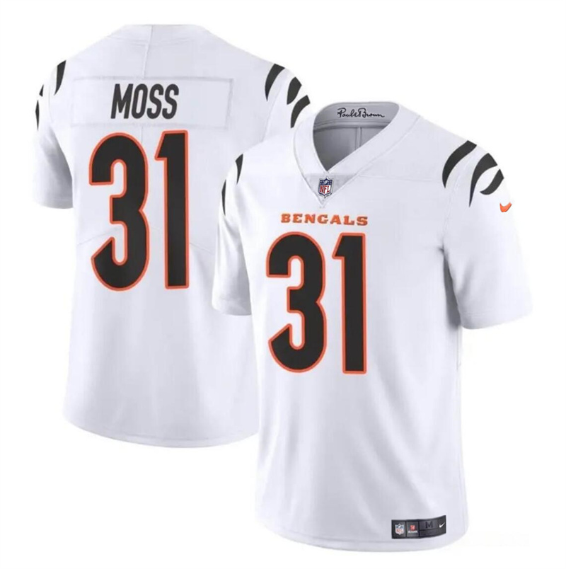 Men's Cincinnati Bengals #31 Zack Moss White Vapor Untouchable Limited Stitched Jersey Men's Cincinnati Bengals #31 Zack Moss White Vapor Untouchable Limited Stitched Jersey