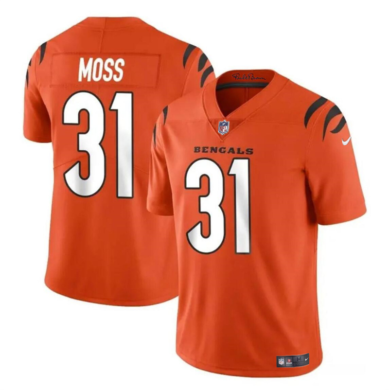 Men's Cincinnati Bengals #31 Zack Moss Orange Vapor Untouchable Limited Stitched Jersey Men's Cincinnati Bengals #31 Zack Moss Orange Vapor Untouchable Limited Stitched Jersey