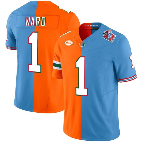 Men's Blue/Orange Tennessee Titans #1 Cameron Ward Split 2025 Draft F.U.S.E. Stitched Football Jersey Men's Blue/Orange Tennessee Titans #1 Cameron Ward Split 2025 Draft F.U.S.E. Stitched Football Jersey