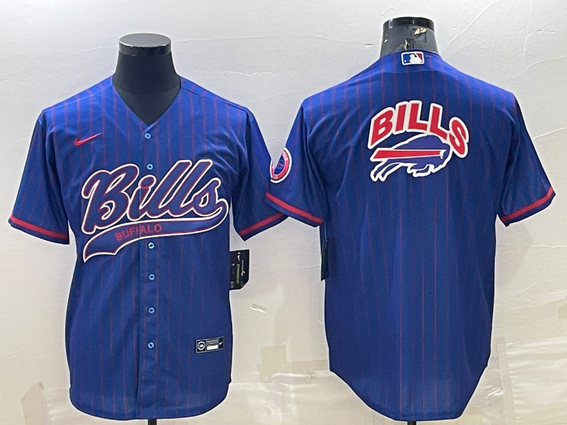 Men's Buffalo Bills Royal Team Big Logo With Patch Cool Base Stitched Baseball Jersey Men's Buffalo Bills Royal Team Big Logo With Patch Cool Base Stitched Baseball Jersey
