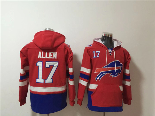 Men's Buffalo Bills #17 Josh Allen Red/Royal Ageless Must-Have Lace-Up Pullover Hoodie Men's Buffalo Bills #17 Josh Allen Red/Royal Ageless Must-Have Lace-Up Pullover Hoodie