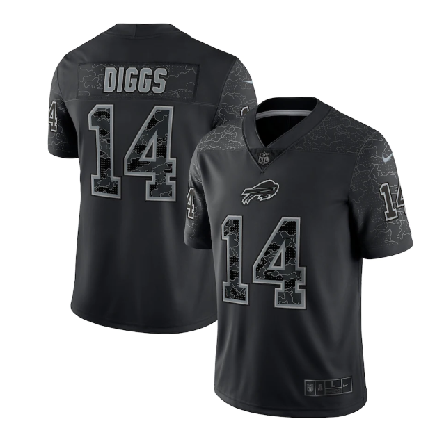 Men's Buffalo Bills #14 Stefon Diggs Black Reflective Limited Stitched Football Jersey Men's Buffalo Bills #14 Stefon Diggs Black Reflective Limited Stitched Football Jersey