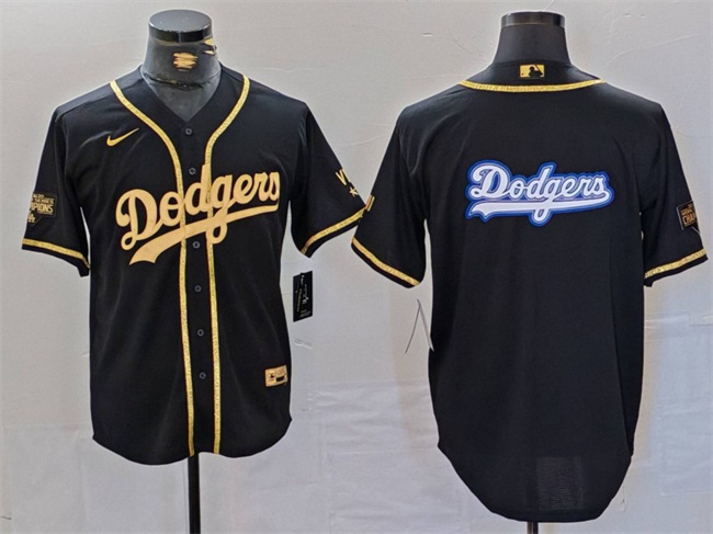 Men's Los Angeles Dodgers Team Big Logo Black Gold Cool Base With Patch Stitched Baseball Jersey Men's Los Angeles Dodgers Team Big Logo Black Gold Cool Base With Patch Stitched Baseball Jersey