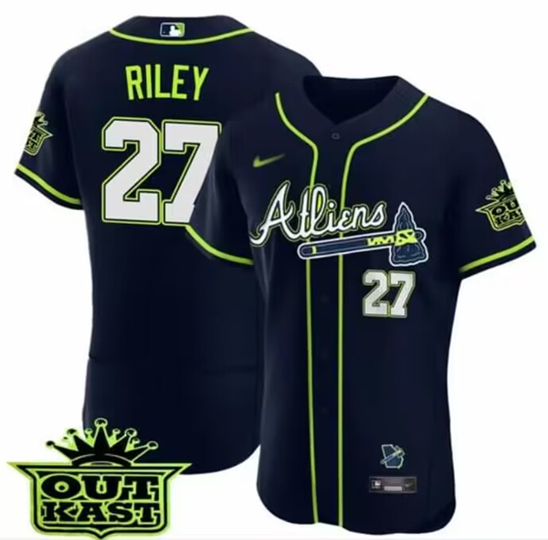 Men's Atlanta Braves Customized Navy Stitched Baseball Jersey Men's Atlanta Braves Customized Navy Stitched Baseball Jersey