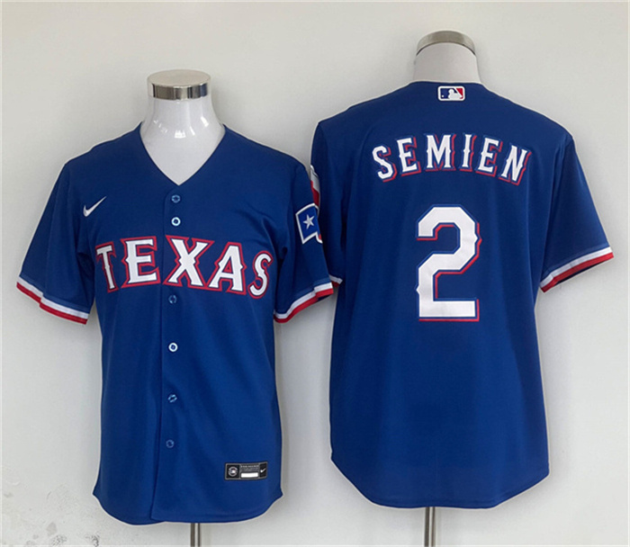 Men's Texas Rangers #2 Marcus Semien Royal With Patch Cool Base Stitched Baseball Jersey Men's Texas Rangers #2 Marcus Semien Royal With Patch Cool Base Stitched Baseball Jersey