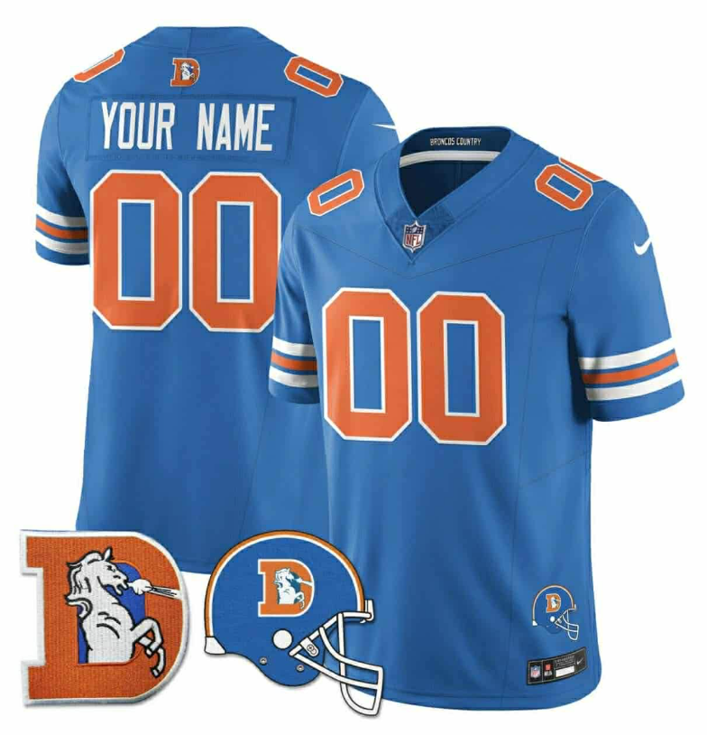 Men's Denver Broncos Custom Blue Limited Stitched Football Jersey