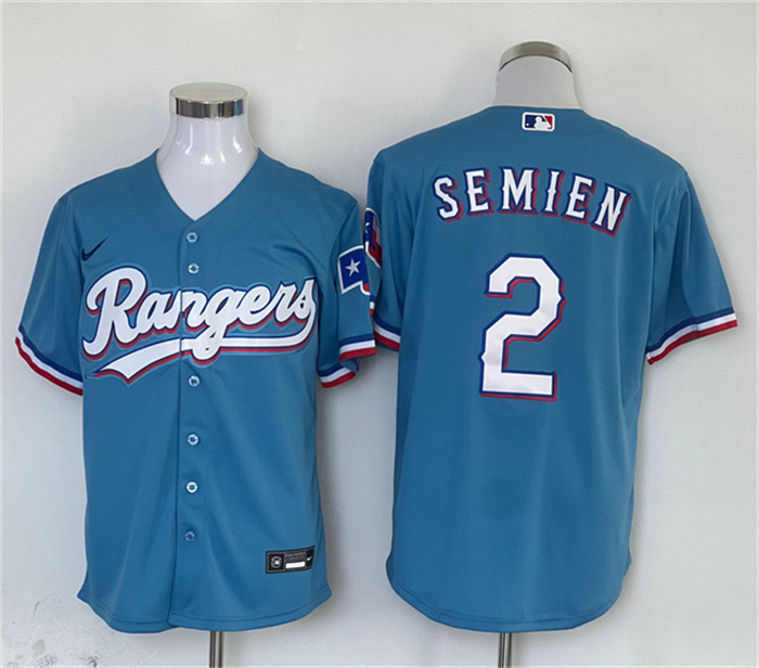 Men's Texas Rangers #2 Marcus Semien Blue With Patch Cool Base Stitched MLB Jersey Men's Texas Rangers #2 Marcus Semien Blue With Patch Cool Base Stitched MLB Jersey