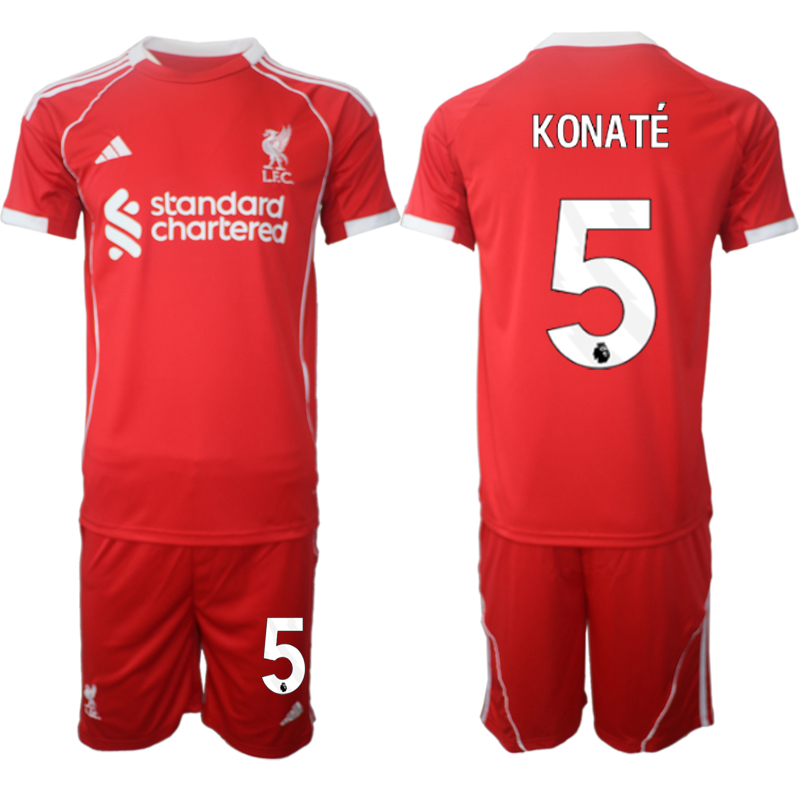 Men's Liverpool #5 Ibrahima Konaté 2025 Red Home Soccer Jersey Suit