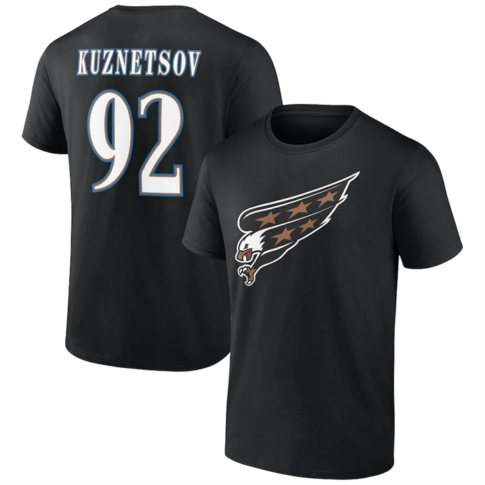 Men's Washington Capitals #92 Evgeny Kuznetsov Black T-Shirt Men's Washington Capitals #92 Evgeny Kuznetsov Black T-Shirt