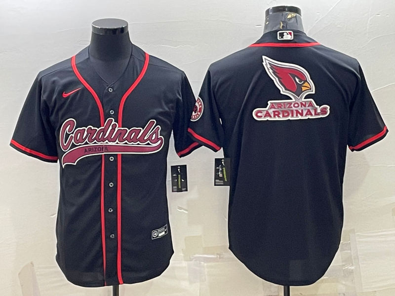 Men's Arizona Cardinals Black Team Big Logo With Patch Cool Base Stitched Baseball Jersey Men's Arizona Cardinals Black Team Big Logo With Patch Cool Base Stitched Baseball Jersey