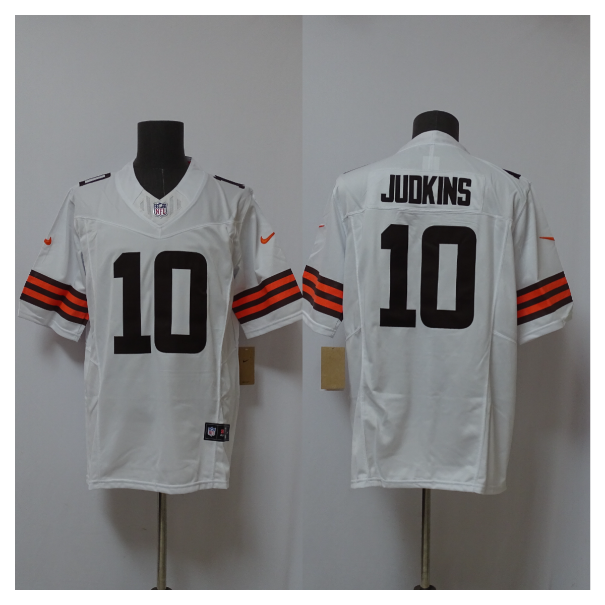 Men's Cleveland Browns #10 Quinshon Judkins White 2025 Draft F.U.S.E. Vapor Limited Stitched Football Jersey Men's Cleveland Browns #10 Quinshon Judkins White 2025 Draft F.U.S.E. Vapor Limited Stitched Football Jersey