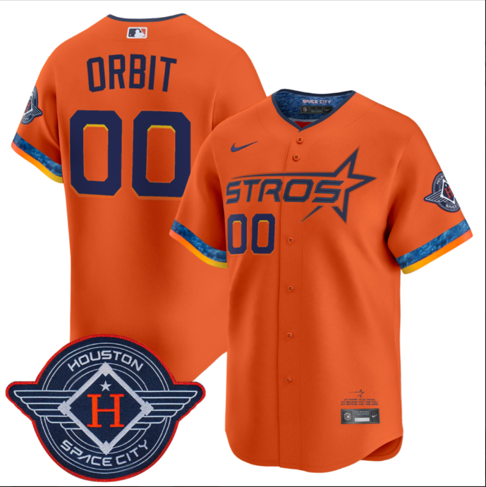 Men's Houston Astros Active Player Custom Orange 2025 City Connect Limited Stitched Baseball Jersey Men's Houston Astros Active Player Custom Orange 2025 City Connect Limited Stitched Baseball Jersey
