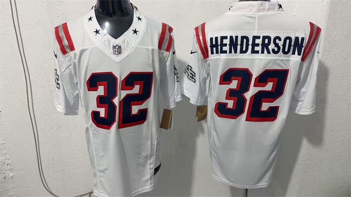 Men's New England Patriots #32 TreVeyon Henderson White F.U.S.E. Vapor Limited Stitched Football Jersey