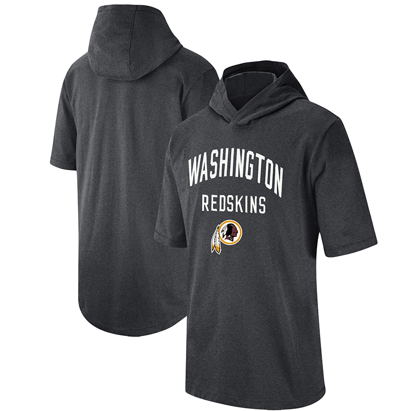 Men's Washington Commanders Heathered Charcoal Sideline Training Hooded Performance T-Shirt Men's Washington Commanders Heathered Charcoal Sideline Training Hooded Performance T-Shirt