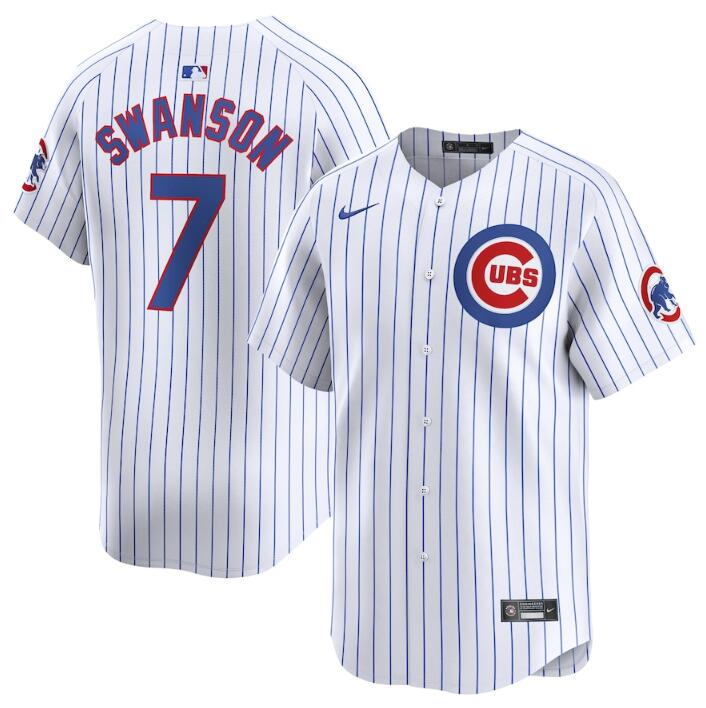 Men's Chicago Cubs #7 Dansby Swanson White 2024 Home Limited Stitched Baseball Jersey Men's Chicago Cubs #7 Dansby Swanson White 2024 Home Limited Stitched Baseball Jersey