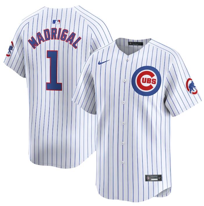 Men's Chicago Cubs #1 Nick Madrigal White 2024 Home Limited Stitched Baseball Jersey Men's Chicago Cubs #1 Nick Madrigal White 2024 Home Limited Stitched Baseball Jersey