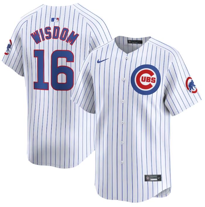 Men's Chicago Cubs #16 Patrick Wisdom White 2024 Home Limited Stitched Baseball Jersey Men's Chicago Cubs #16 Patrick Wisdom White 2024 Home Limited Stitched Baseball Jersey