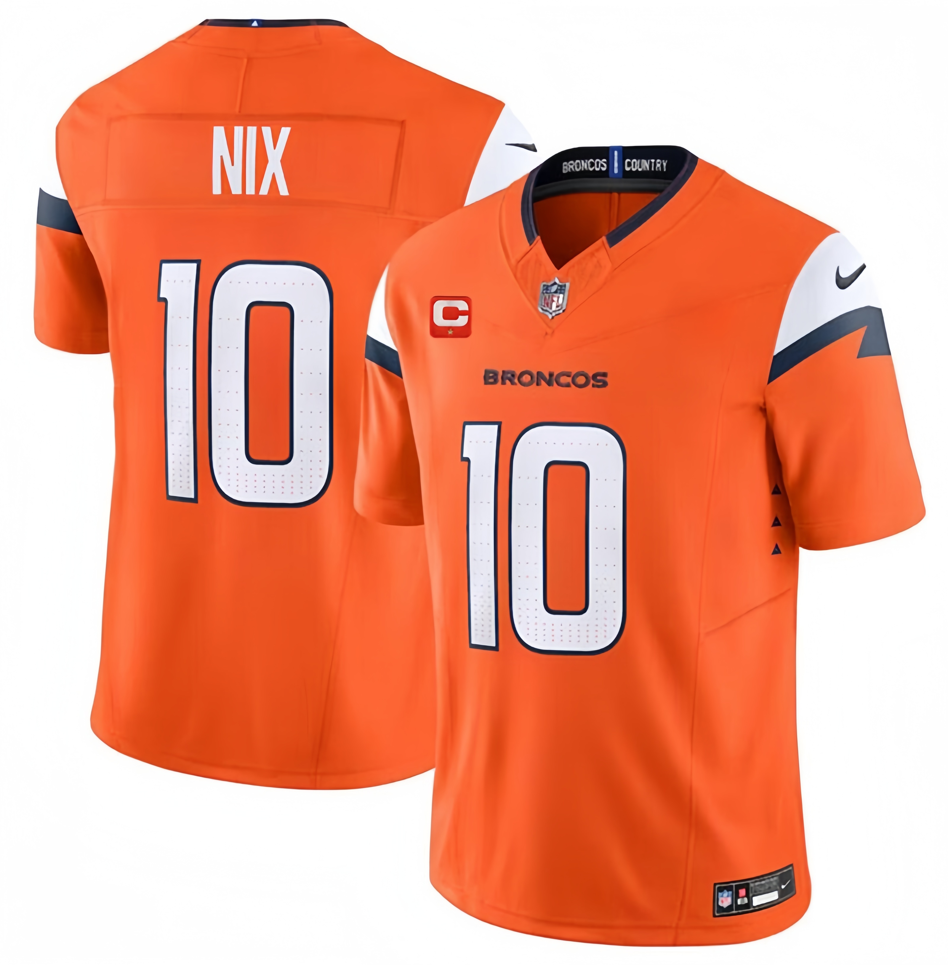 Men's Denver Broncos #10 Bo Nix Orange 2024 F.U.S.E. With 1-Star C Patch Vapor Limited Stitched Football Jersey Men's Denver Broncos #10 Bo Nix Orange 2024 F.U.S.E. With 1-Star C Patch Vapor Limited Stitched Football Jersey