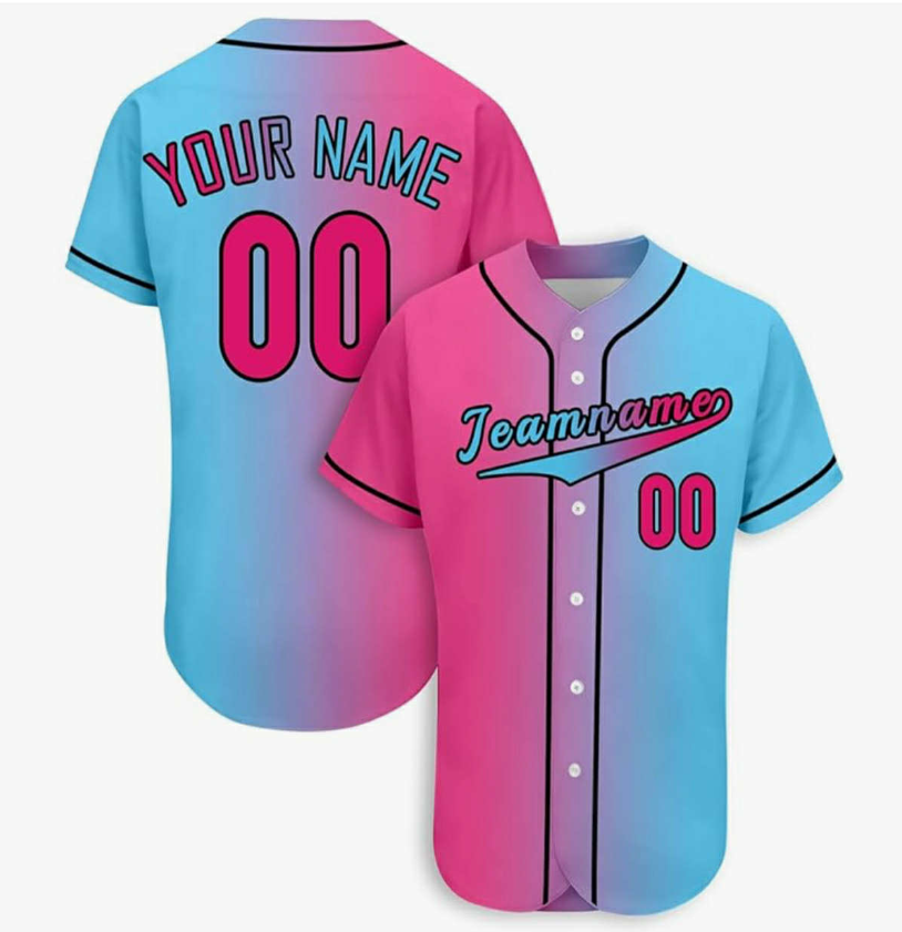 Men's Personalized Text&Logo Softball Uniforms Button Custom Baseball Jersey