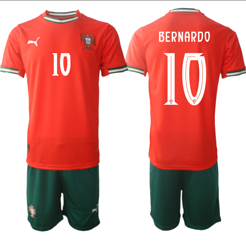 Men's Portugal Team #10 Bernardo 2025 Red Home Soccer Jersey Suit Men's Portugal Team #10 Bernardo 2025 Red Home Soccer Jersey Suit