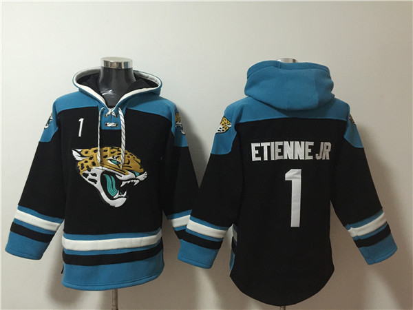 Men's Jacksonville Jaguars #1 Travis Etienne Jr. Black Ageless Must-Have Lace-Up Pullover Hoodie Men's Jacksonville Jaguars #1 Travis Etienne Jr. Black Ageless Must-Have Lace-Up Pullover Hoodie