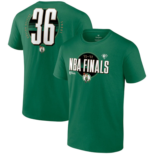 Men's Boston Celtics #36 Marcus Smart 2022 Green NBA Finals Name & Number T-Shirt Men's Boston Celtics #36 Marcus Smart 2022 Green NBA Finals Name & Number T-Shirt