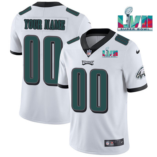 Men's Philadelphia Eagles ACTIVE PLAYER Custom White Super Bowl LVII Patch Vapor Untouchable Limited Stitched Jersey Men's Philadelphia Eagles ACTIVE PLAYER Custom White Super Bowl LVII Patch Vapor Untouchable Limited Stitched Jersey