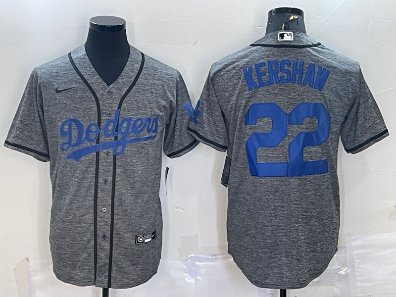 Men's Los Angeles Dodgers #22 Clayton Kershaw Grey Cool Base Stitched Jersey Men's Los Angeles Dodgers #22 Clayton Kershaw Grey Cool Base Stitched Jersey
