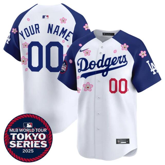 Men's Los Angeles Dodgers Active Player Custom White/Royal 2025 Tokyo Series Limited Stitched Baseball Jersey Men's Los Angeles Dodgers Active Player Custom White/Royal 2025 Tokyo Series Limited Stitched Baseball Jersey