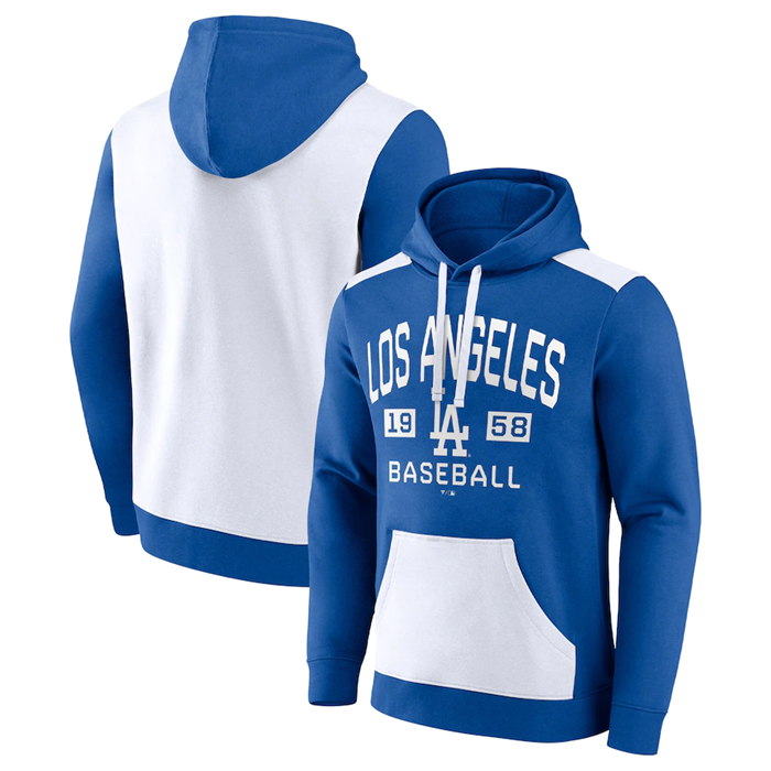 Men's Los Angeles Dodgers Royal/White Chip In Pullover Hoodie Men's Los Angeles Dodgers Royal/White Chip In Pullover Hoodie