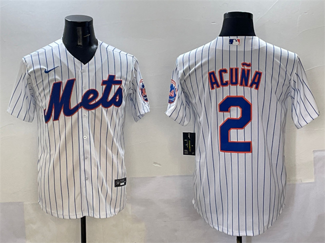Men's New York Mets #2 Luisangel Acuña White Cool Base Stitched Baseball Jersey Men's New York Mets #2 Luisangel Acuña White Cool Base Stitched Baseball Jersey