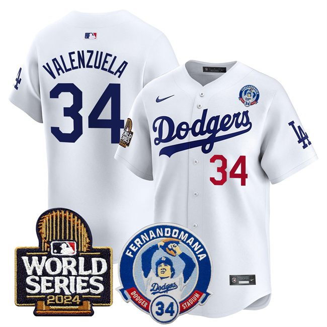Men's Los Angeles Dodgers #34 Toro Valenzuela White 2024 World Series Vapor Premier Limited Stitched Baseball Jersey Men's Los Angeles Dodgers #34 Toro Valenzuela White 2024 World Series Vapor Premier Limited Stitched Baseball Jersey