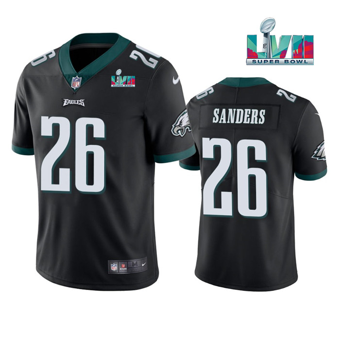 Men's Philadelphia Eagles #26 Miles Sanders Black Super Bowl LVII Patch Vapor Untouchable Limited Stitched Jersey Men's Philadelphia Eagles #26 Miles Sanders Black Super Bowl LVII Patch Vapor Untouchable Limited Stitched Jersey