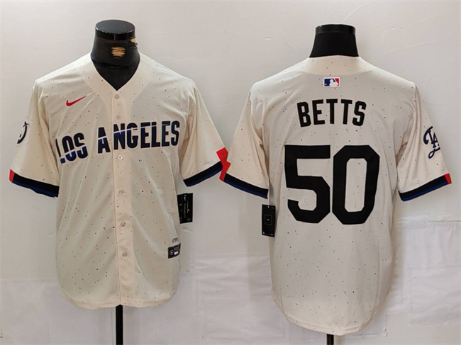 Men's Los Angeles Dodgers #50 Mookie Betts Cream Stitched Baseball Jersey Men's Los Angeles Dodgers #50 Mookie Betts Cream Stitched Baseball Jersey