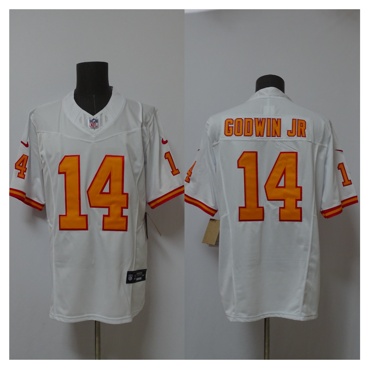 Men's Tampa Bay Buccaneers #14 Chris Godwin Jr. White 2025 F.U.S.E. Vapor Limited Stitched Jersey Men's Tampa Bay Buccaneers #14 Chris Godwin Jr. White 2025 F.U.S.E. Vapor Limited Stitched Jersey