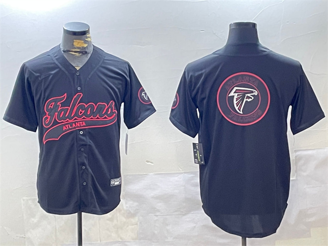 Men's Atlanta Falcons Team Big Logo Black With Patch Cool Base Stitched Baseball Jersey Men's Atlanta Falcons Team Big Logo Black With Patch Cool Base Stitched Baseball Jersey