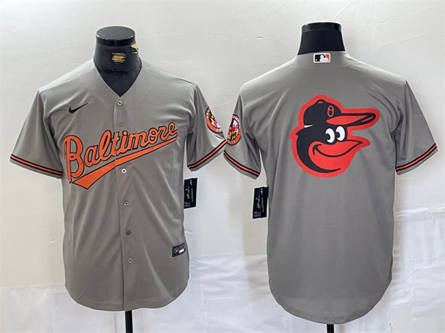 Men's Baltimore Orioles Gray Team Big Logo Cool Base Stitched Jersey Men's Baltimore Orioles Gray Team Big Logo Cool Base Stitched Jersey