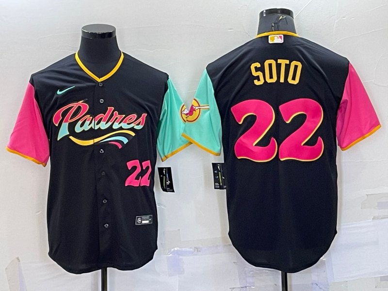 Men's San Diego Padres #22 Juan Soto 2022 Black City Connect Cool Base Stitched Jersey Men's San Diego Padres #22 Juan Soto 2022 Black City Connect Cool Base Stitched Jersey